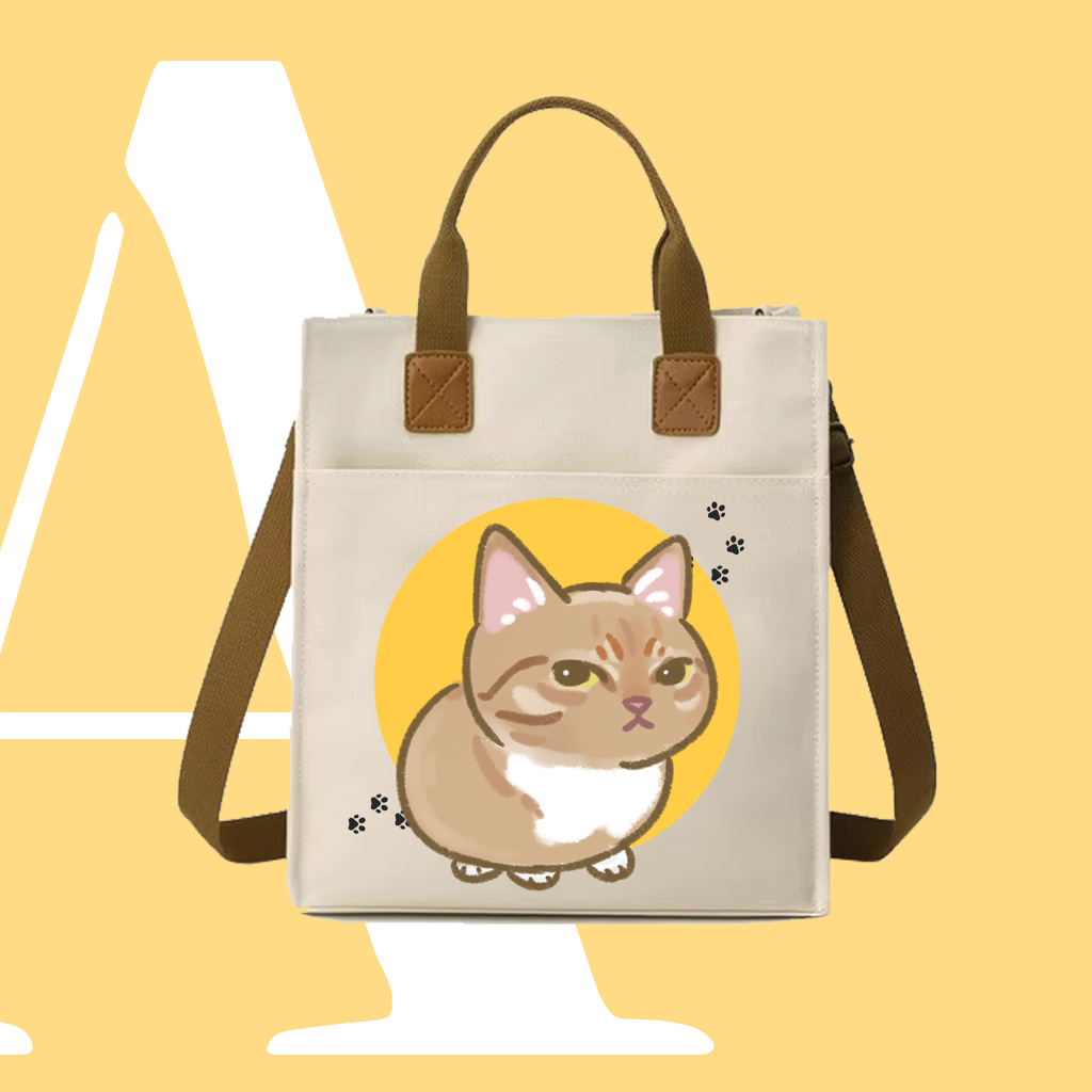 斜眼CAT迷因帆布袋