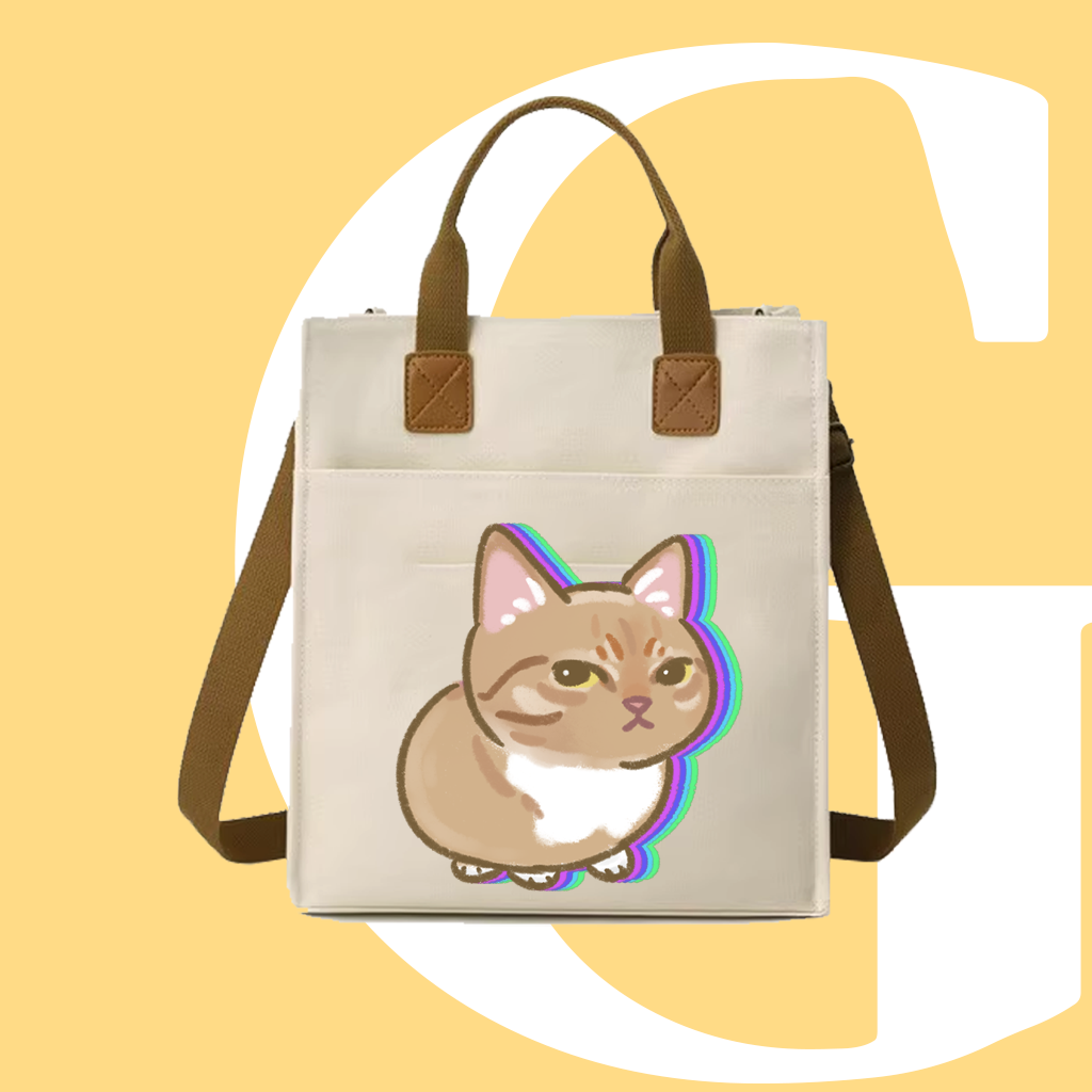 斜眼CAT迷因帆布袋