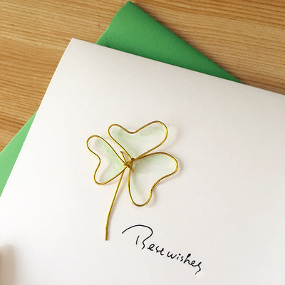 手工製金色線造型心意卡