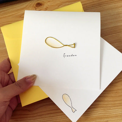 手工製金色線造型心意卡